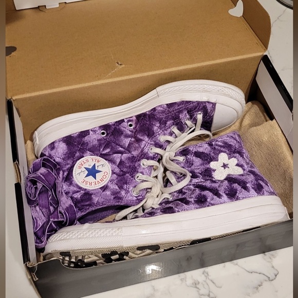 Golf Le Fleur x Converse Chuck Taylor: Purple Quilted Velvet Sneakers - Picture 3 of 6